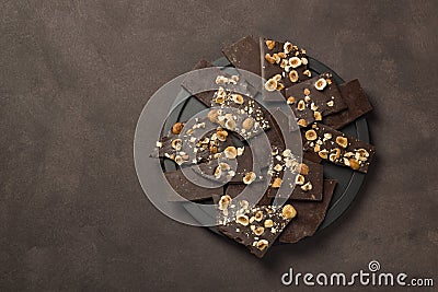 Hazelnut dark chocolate Stock Photo