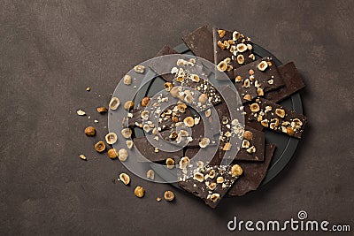 Hazelnut dark chocolate Stock Photo