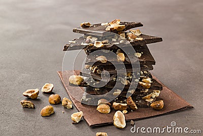 Hazelnut dark chocolate Stock Photo