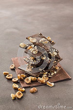 Hazelnut dark chocolate Stock Photo