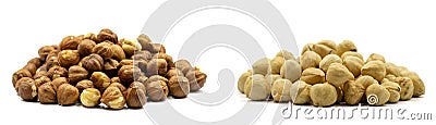 Hazelnut kernel isolated on white background. close up Stock Photo