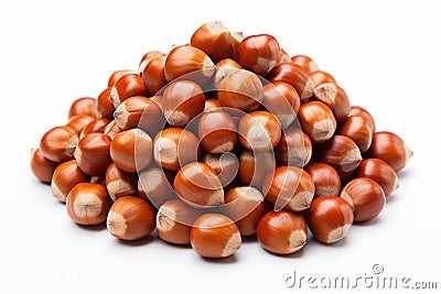 Hazelnuts isolated on white background. Close up of hazelnuts Stock Photo