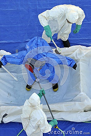 Hazmat crew Stock Photo