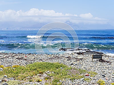 A hazy, cloud covered Cape Town as seen from Robben Island Stock Photo