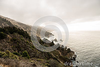 Hazy Muted Colors of the Rugged California Coast Stock Photo