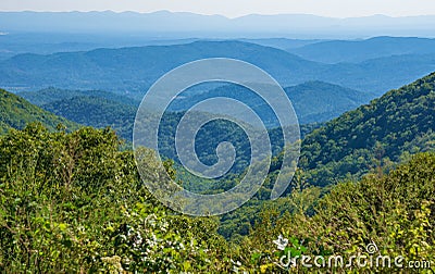 Hazy View of the Blue Ridge Mountains Stock Photo