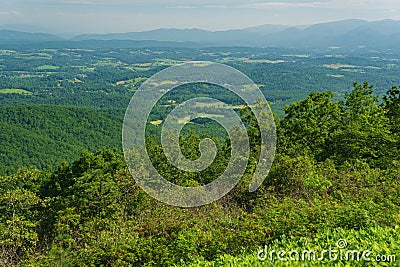 Hazy View of Shenandoah Valley and the Blue Ridge Mountains, Virginia, USA Stock Photo