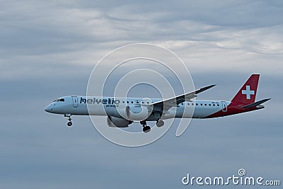 HB-AZI Helvetic Airways Embraer E195-E2 jet in Zurich in Switzerland Editorial Stock Photo