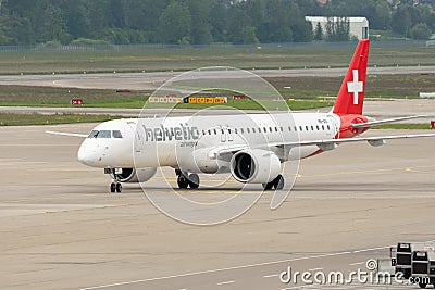 HB-AZI Helvetic Airways Embraer E-195-E2 jet in Zurich in Switzerland Editorial Stock Photo