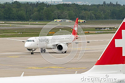 HB-AZI Helvetic Airways Embraer E-195-E2 jet in Zurich in Switzerland Editorial Stock Photo