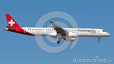 HB-AZI, Helvetic Airways, Embraer 190-400STD Editorial Stock Photo