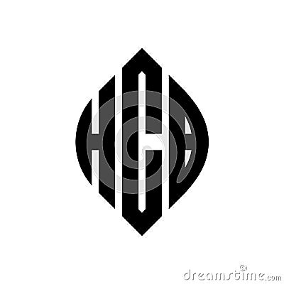 HCB circle letter logo design with circle and ellipse shape. HCB ellipse letters with typographic style. The three initials form a Vector Illustration
