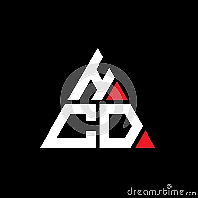 HCD triangle letter logo design with triangle shape. HCD triangle logo design monogram. HCD triangle vector logo template with red Vector Illustration