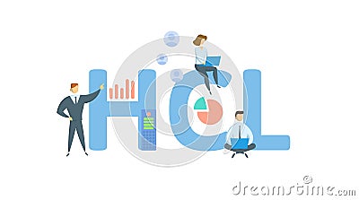 HCL, Hidden Costs and Losses. Concept with keywords, people and icons. Flat vector illustration. Isolated on white. Vector Illustration