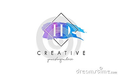 HD Artistic Watercolor Letter Brush Logo. Vector Illustration