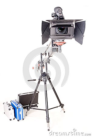 Hd camcorder on crane Stock Photo