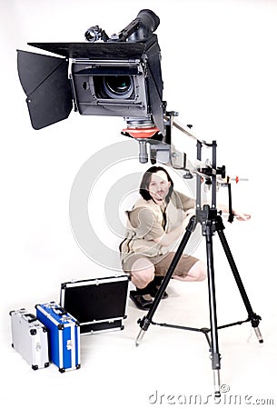 Hd camcorder on crane Stock Photo