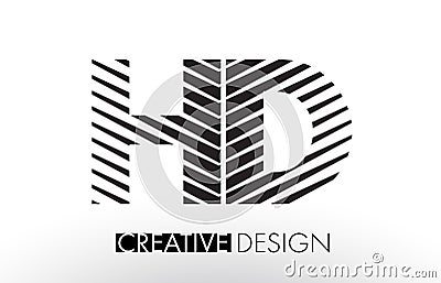 HD H D Lines Letter Design with Creative Elegant Zebra Vector Illustration