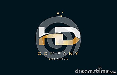 hd h d white yellow gold golden luxury alphabet letter logo ico Vector Illustration