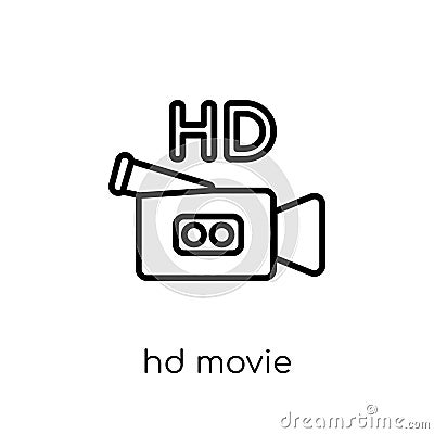 HD Movie icon. Trendy modern flat linear vector HD Movie icon on Vector Illustration