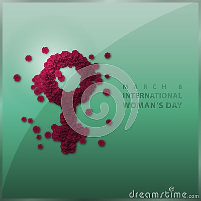 HD red flowers international woman`s day background or poster Vector Illustration