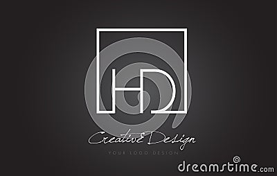 HD Square Frame Letter Logo Design with Black and White Colors. Vector Illustration