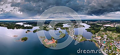 Hd wallpaper amazing panorama of Trakai city and castle Stock Photo