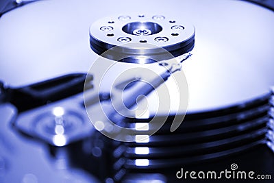 HDD - A blue Hard Disk Drive is open Stock Photo
