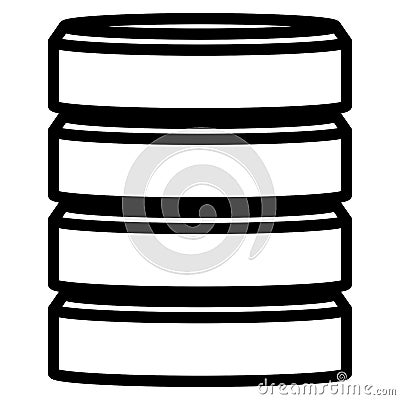 HDD, hard disk drive, mainframe computer stacked cylinder icon. Server, webhosting, webhost concepts Vector Illustration