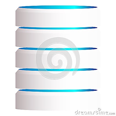 HDD, hard disk drive, mainframe computer stacked cylinder icon. Server, webhosting, webhost concepts Vector Illustration