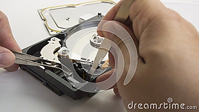 HDD harddisk file save record hand part of concept Stock Photo