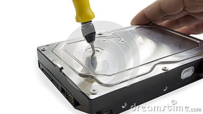 HDD harddisk file save record hand part of concept Stock Photo