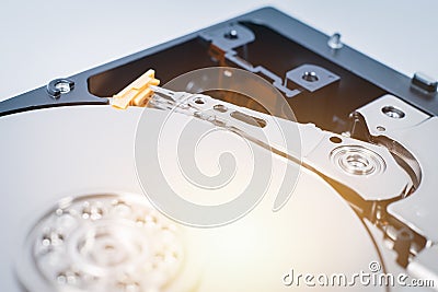 HDD open Harding drive inside computer storage Stock Photo