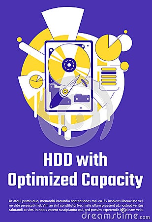 HDD with optimized capacity poster flat silhouette vector template Vector Illustration