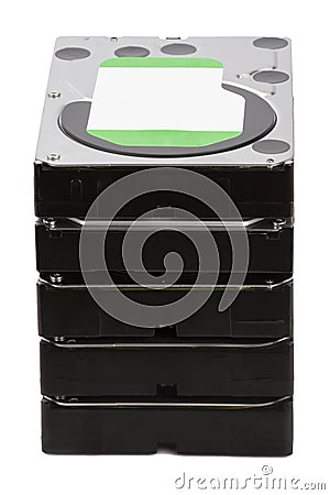 HDD. Various hard disks on isolated white background Stock Photo