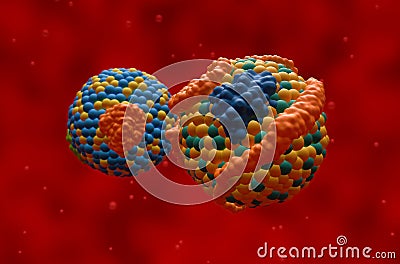 HDL (good, front) and LDL (Bad, back) lipoprotein (cholesterol) - Closeup view 3d illustration Stock Photo