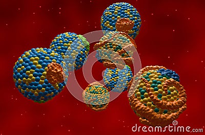 HDL (good) and LDL (Bad) lipoprotein (cholesterol) - Closeup view 3d illustration Stock Photo