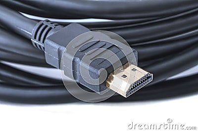 HDMI cable for any HDTV, home theater system, video game console, or Blu-ray player Stock Photo