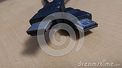 HDMI cable head on the table Stock Photo