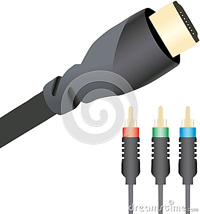 HDMI and Component cables Vector Illustration