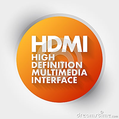 HDMI High Definition Multimedia Interface - connection method that combines both uncompressed audio and video into a single Stock Photo