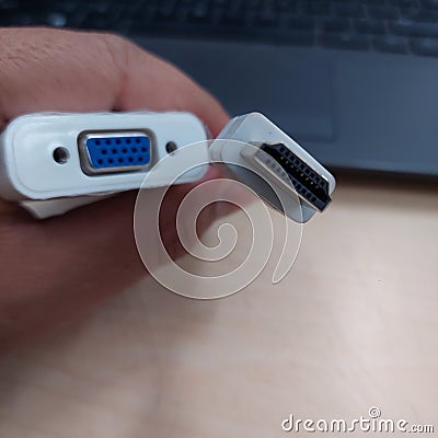 hdmi and vga port cables, used for computers, monitors, lcd Stock Photo