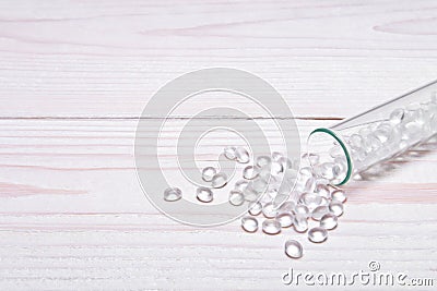 HDPE. Transparent Polyethylene granules.Plastic pellets. Plastic Stock Photo