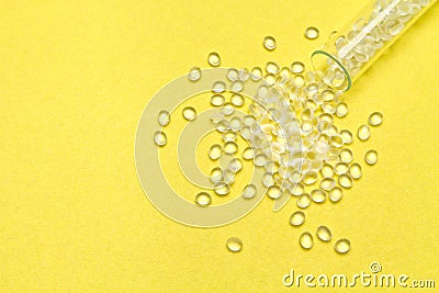 HDPE. Transparent Polyethylene granules.Plastic pellets. Plastic Stock Photo