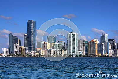 HDR Miami Florida Skyline Stock Photo