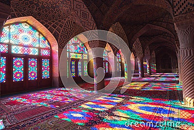 HDR of Nasir al-Mulk Mosque in Shiraz, Iran Stock Photo