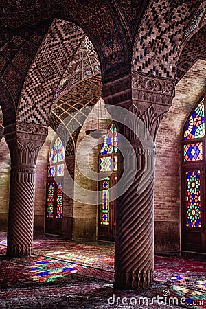 HDR of Nasir al-Mulk Mosque in Shiraz, Iran Stock Photo