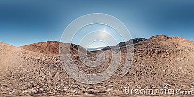 360 hdr panorama view from the height of the mountains pass to the blue sea in seamless spherical equirectangular projection Stock Photo