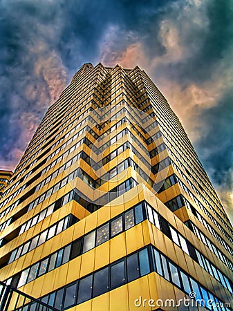 HDR-photo of skyscraper and clouds Stock Photo