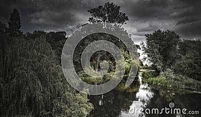 HDR Shot of a Moody River Scene Stock Photo